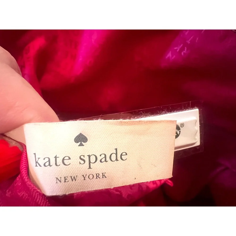 Kate Spade New York Spade‎ Logo Tote Bag Tan Pink Leather Trim Shoulder Bag
